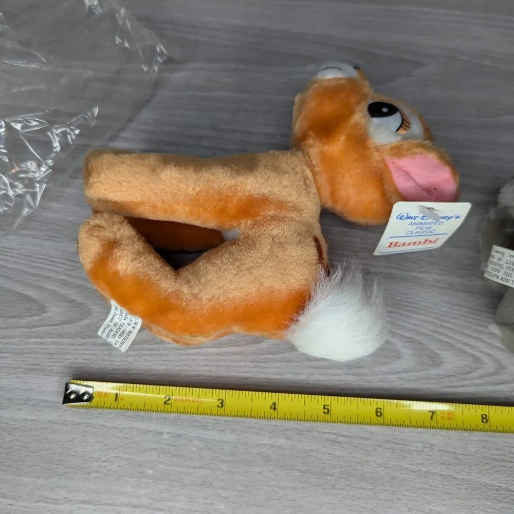 Vintage 1980s Disney Bambi & Dumbo Plush In Original Packaging with Tags 7
